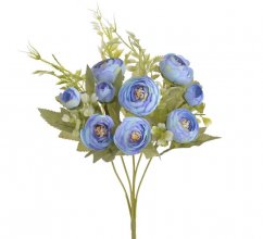 Kytice umělých ranunculusů, 5 květů Ø 4cm a 6 poupat dl.celkem 30cm