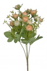 Umělá kytice mini kamélií 5 větviček s lístky a doplňky, 15 květů dl. 33cm