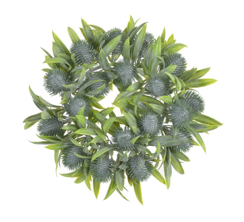 Věnec z umělých lístků a bodláků Ø 20cm