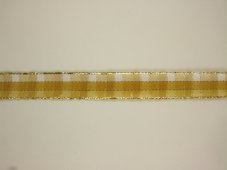 Plátnová bílozlatá kostkovaná stuha se zlatým lemem, 2 cm / 25 m. 167 418 201AHK419501 stuha 25m