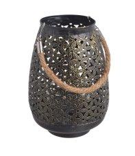 Dekorace kovová lampa se sklem 13cm∅ x 20cmH