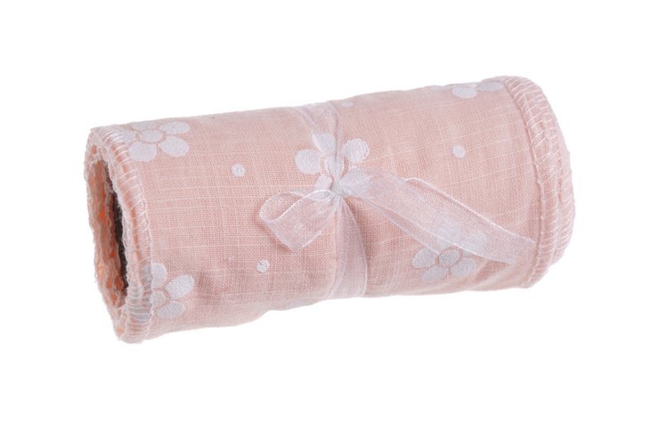 Plátno s potiskem květů 10 x 145 cm - růžové