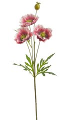Umělý kvetoucí mák 3 květy, květ Ø 10cm, dl.69 cm