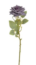 Umělá rozkvetlá růže na stonku s listy, květ Ø 8cm/ dl.41cm