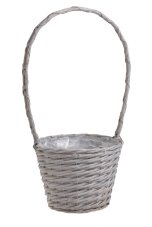 Proutěný košík pletený na drátěnou konstrukci  Ø 23/H50cm