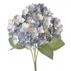 Kytice umělých hortenzií s 5 květy a listy, květ Ø 14cm, dl.celkem 42cm