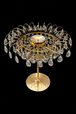 Dobíjecí LED lampa na dál. ovládání, změna barvy teplá/studená, kov/sklo Ø 59cm celkem 63cmH