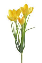 Umělá jarní květina - svazek krokusů 3 květy s listy dl. 30cm - zápich