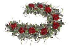 Vánoční girlanda s poinsettiemi 160 cm