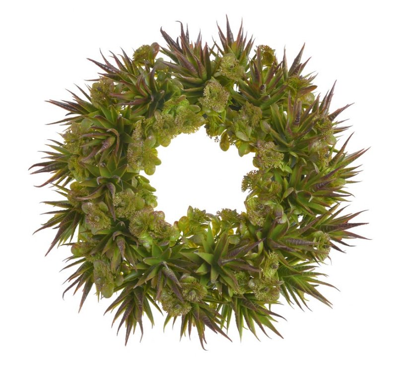 Dekorační věnec ze sukulentů a větviček travin Ø 34cm