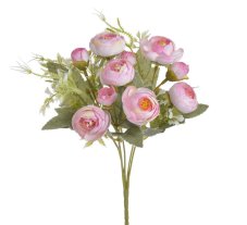 Kytice umělých ranunculusů, 5 květů Ø 4cm a 6 poupat dl.celkem 30cm