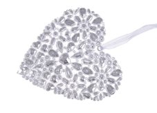 Závěsné srdce s ornamenty 12 cm - stříbrné