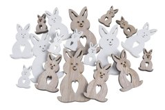 Velikonoční dekorace - výseky ve tvaru zajíčka mix 4,5cmL x 0,5cmW x 7cmH, 3cmL x 0,5cmW x5cmH,2cmL x 0,5cmW x 3cmH - 18ks