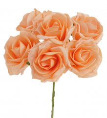 Pěnové růže na drátku, hlavička 8cm, drátek 25cm - 6 ks