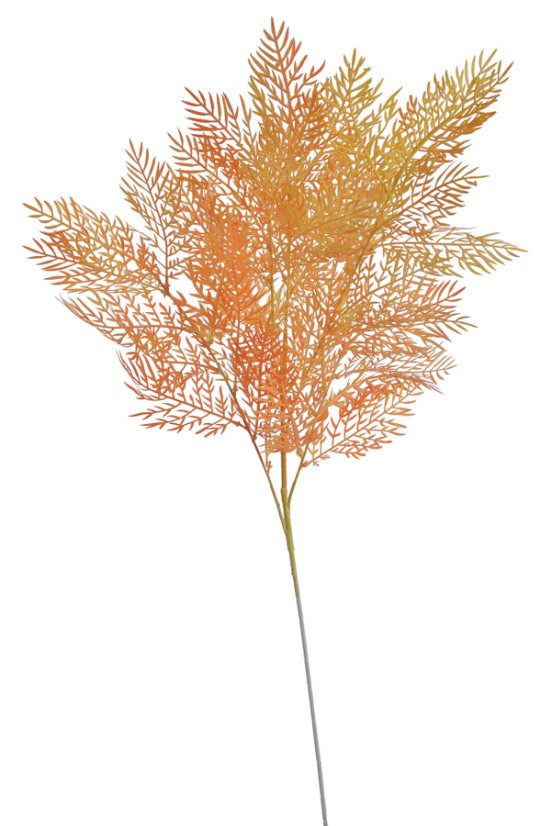 Větvička umělého kapradí 95cm - oranžové 03