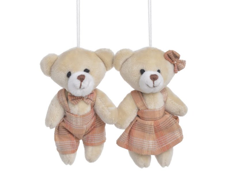 Závěsná dekorace medvídek 6,5cmLx5cmWx12cmH - 2ks