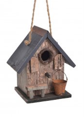 Jarní dekorace dřevěná ptačí budka  - závěs H21cm..19cmLx14cmWx21cmH