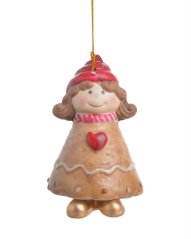 Vánoční dekorace keramický zvonek 6cmL x 5,5cmW x 11cmH - závěs