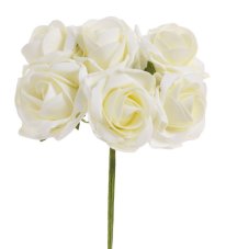 Pěnové růže na drátku, hlavička 8cm, drátek 25cm - 6 ks