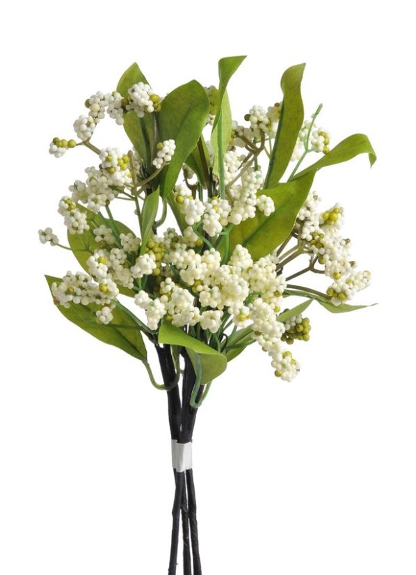 Umělá větvička s drobnými kuličkami, 22 cm, 3 větvičky