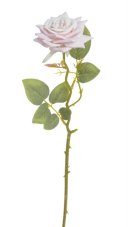 Umělá rozkvetlá růže na stonku s listy, květ Ø 8cm/ dl.41cm