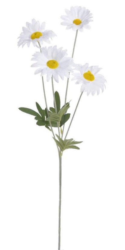 Umělá kopretina, 4 květy Ø 8cm, zápich dl. 60cm