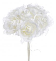 Svazek z krajkových růží, květ Ø5cm/dl. 30cm - 6 ks.