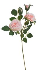 Umělá rozkvetlá růže 2 květy + 2 poupata, květ Ø 6,5cm, dl.49cm