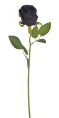 Umělá polorozvitá růže na stonku s listy, květ Ø 6cm, dl.50cm