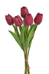 Svazek pěnových tulipánů s listy dl. 32cm - 5ks
