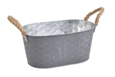 Plechová nádoba na aranžování s úchyty 18,5cmL x 11,5cmW x 9cmH.