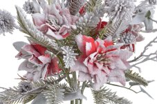 Umělá vánoční kytice s poinsettií 50 cm – zasněžená