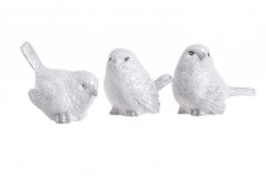 Dekorace - figurka ptáček glitrovaný 6cm - mix 3 druhů