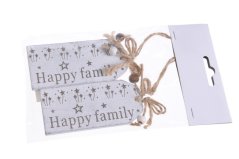 Vánoční dekorace závěsné cedulky s nápisem 9cm -2ks