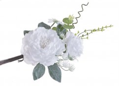 Zápich umělé růže 2 květy s přízdobami, květ Ø 7+10cm, zápich celkem 21cm _01