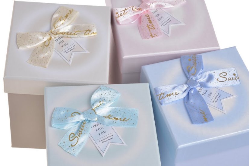 Dárkové krabičky 12,5x12,5xH16,5cm - 4ks, mix barev