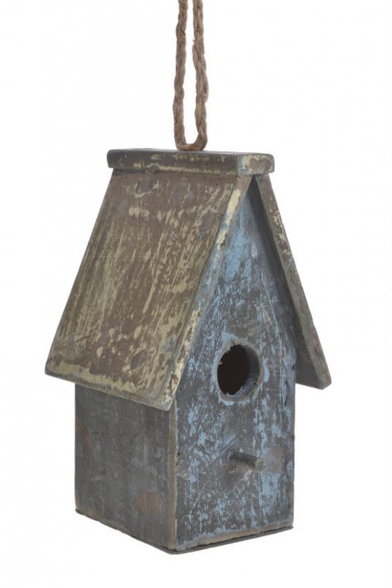 Jarní dekorace dřevěná ptačí budka 10cmLx10cmWx18cmH - závěs