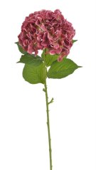 Umělá hortenzie s listy, hlava Ø 25cm, dl.80cm