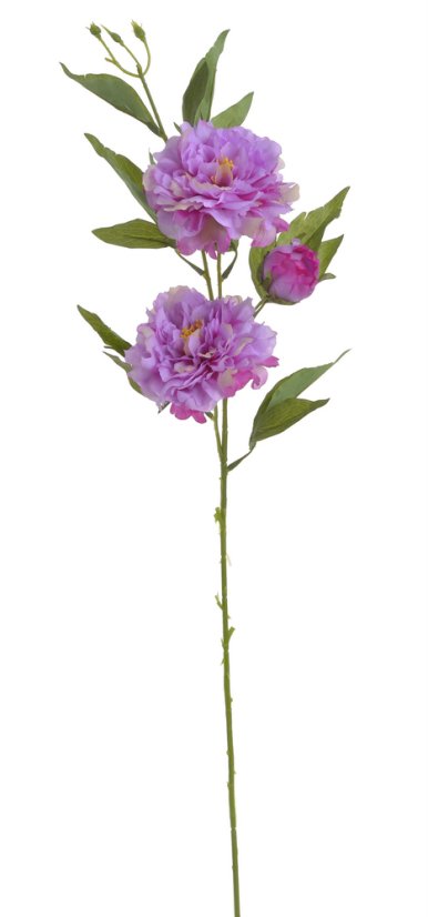 Umělá pivoňka s 2květy a poupětem, květ Ø12cm/ celková dl.89cm