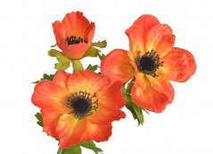 Umělý anemon 2 květy s listy - květ Ø 9 cm, dl. celkem 56 cm