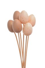 Velikonoční dekorace plastová vejce - zápich (3cm∅x4cmH) 20cmH - 6ks