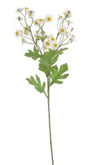 Umělá kvetoucí větvička heřmánku, květ Ø 2,5cm, zápich dl. 50cm