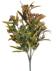 Keřík umělé zeleně s plody 30cm