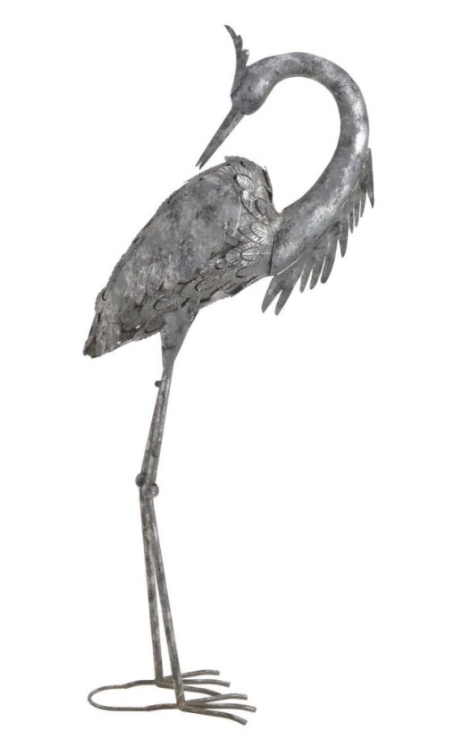 Dekorace plechová stojící volavka  42,5cmL x 18,5cmW x 94cmH
