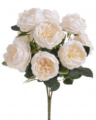 Kytice umělých růžiček s 10 květy a listy, květ Ø 8cm/dl. celkem 45cm