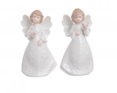 Dekorace anděl porcelánový 5,5cmLx4,5cmWx9,5cmH - dva druhy
