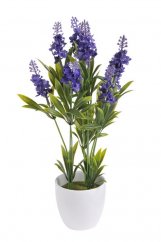 Umělá kvetoucí levandule v keramickém květináči  Ø8cm/H7cm, levandule dl.27cm