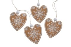 Dekorace malované korkové srdce závěs 5,5cmLx0,3cmWx6cmH - 4ks