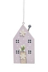 Dekorace dřevěný domek závěs 5,5cmL x 1cmW x 10cmH
