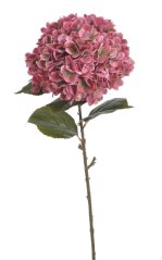 Umělá hortenzie s listy, hlava Ø 20cm, dl.80cm